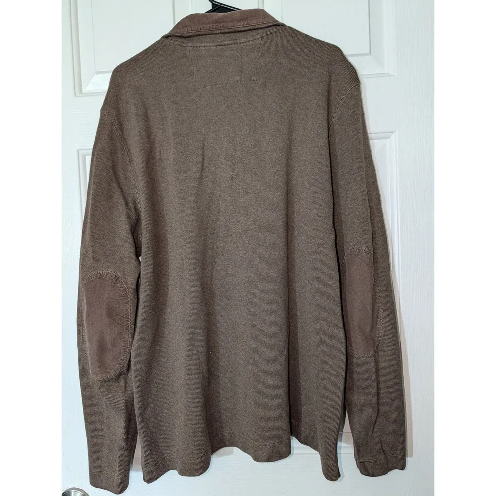 Banana Republic Brown Elbow Patch Quarter Zip Sweater XL Grandpacore